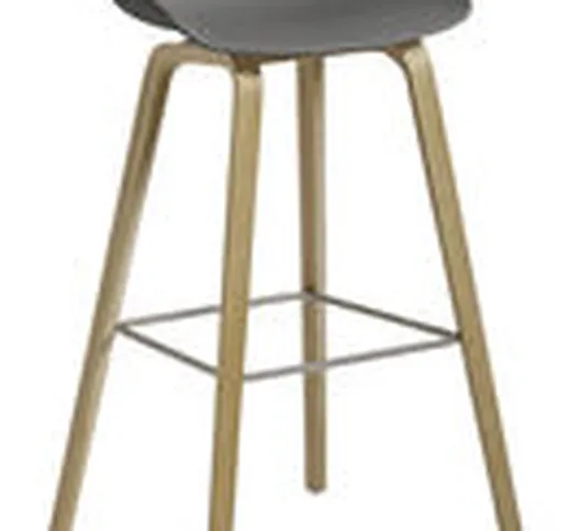 Sgabello da bar About a stool / H 75 cm - Plastica & gambe legno -  - Grigio/Legno natural...