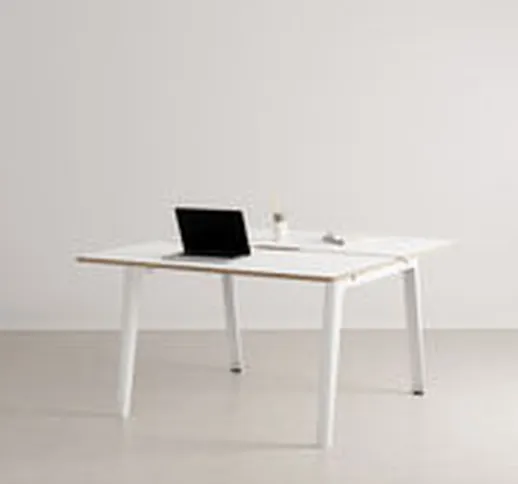 scrivania open space New Modern - / 2 posti - 130 x 140 cm / Laminato di  - Bianco - Metal...