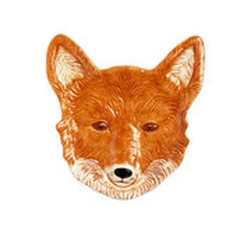 Piatto da dessert Fox - / 18 x 20 cm - Porcellana dipinta a mano di  - Marrone - Ceramica