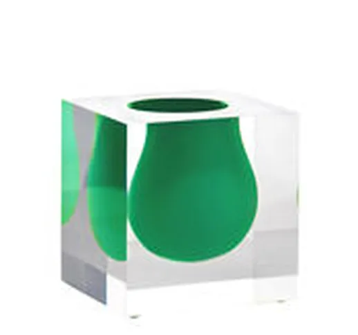 Vaso Bel Air Mini Scoop - / Acrilico - Quadrato L 10 cm di  - Verde - Materiale plastico