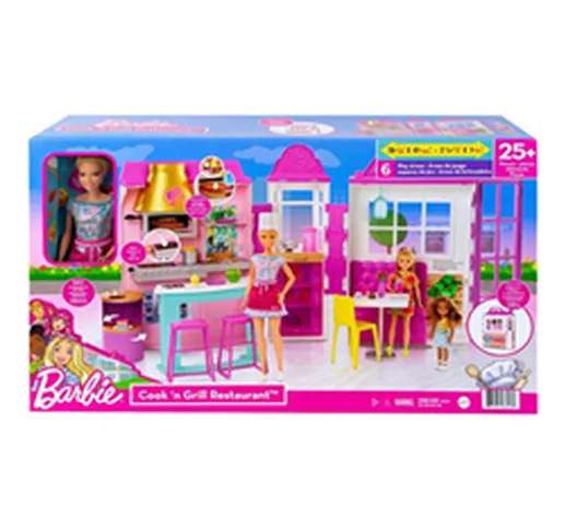 Barbie cook 'n grill restaurant - playset e bambola hbb91