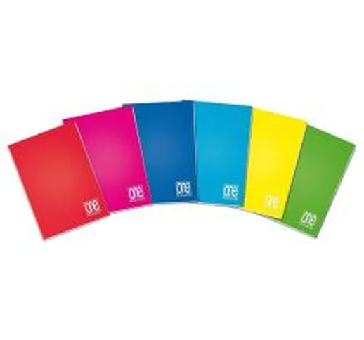 Quaderno One Color - Punto Metallico - A4 -  Righe 1RC - 80 Gr/Mq - Colori Assortiti