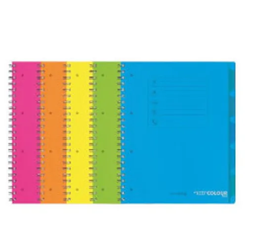 Quaderno Quaderno spiralato Fluo A4 120 fg 70 gr 1 RIGO 5mm CF. 5Pz - Colori Assortiti
