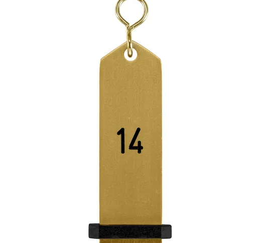 Portachiavi Bumerang con incisione numeri VEGA; 10x3 cm (LxL); oro; incisione 14