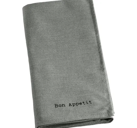 Tovaglioli Tarina con stampa Bon Appetit ; 50x50 cm (LxL); grigio; 6 pz. / confezione