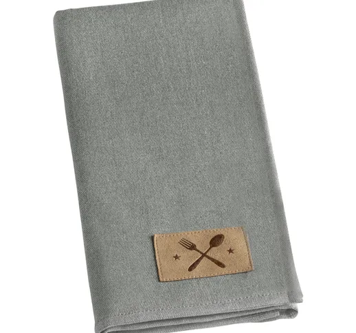 Tovaglioli in tessuto Tarina con patch ; 50x50 cm (LxL); grigio; 6 pz. / confezione