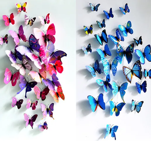 Farfalla di simulazione Adesivo da parete con nastro biadesivo Adesivo magnetico per frigo...