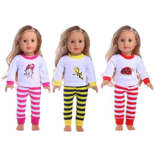 Bambola americana da 18 pollici Bambola americana Shaf vestiti per bambole vestito a righe...
