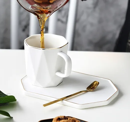 oro Teacup colazione ceramica vestito per la casa Tazza da caffÃ¨ in stile europeo di luss...