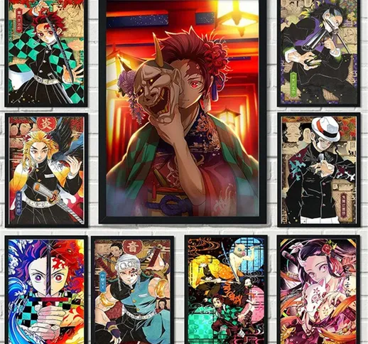 Anime Demon Slayer Canvas Painting Black Clover Poster e Stampe Wall Art Picture Cuadro Ho...