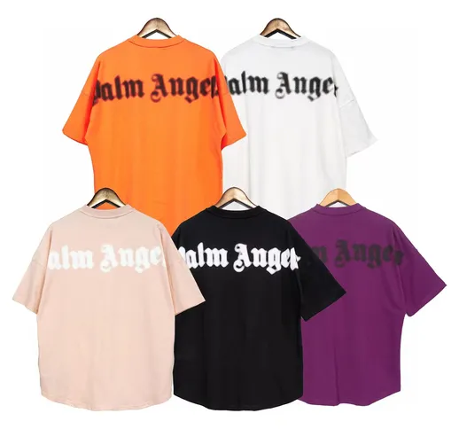 Palm Angels 21SS Lettera Logo PA Chic Allentato Casual Girocollo Manica Corta T-Shirt Mani...