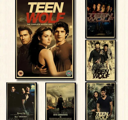 Teen Wolf Movie art Canvas Poster Bar Cafe Vintage Stampa di alta qualità Disegno core wal...