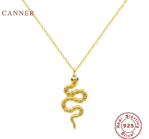 CANNER Vera collana in argento sterling 925 per le donne New Snake Winding Jewelry Charme...