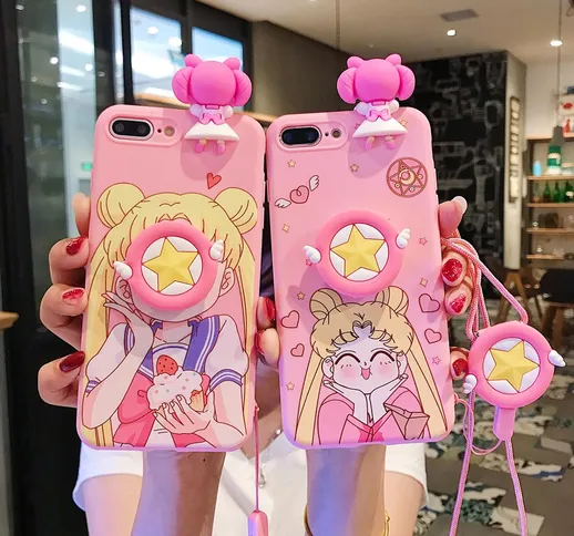 Cartoon Strawberry Ice Cream Supporto per bambola Sailor Moon + cordino Cover morbida per...