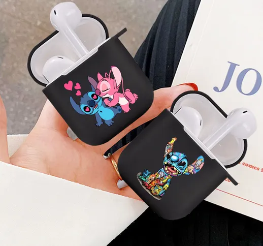 moda di lusso per Apple AirPods 2 1 Accessori protettivi neri cover coque cartoon Custodia...