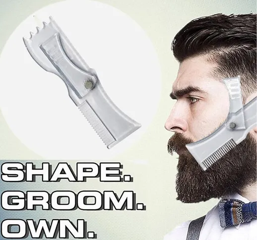 Uomini professionali Rotating Beard Shape Template Pettine Trim Beard Shaper Styling Stenc...