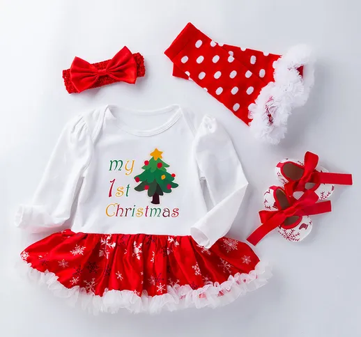 Natale grande fiocco di neve bambino vestito bambino vestito cotone cartone animato a mani...