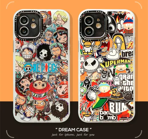 Custodia protettiva Apple phone case cartone animato One Piece Silicone iPhone 12 iPhone 1...