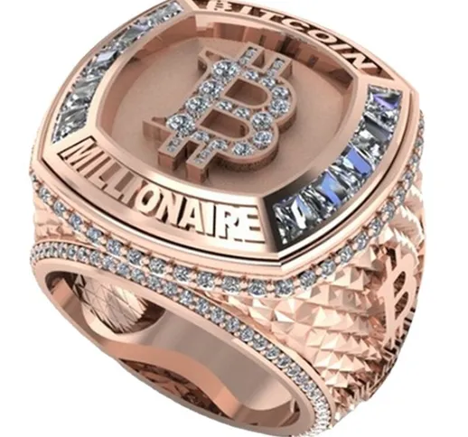 Megin D oro rosa simbolo bitcoin milionario moneta commemorativa anelli vintage per uomini...