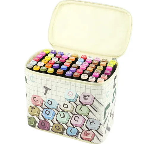 Nuovo set di pennarelli a 60 colori borsa in pelle per studenti pennarelli di design dipin...