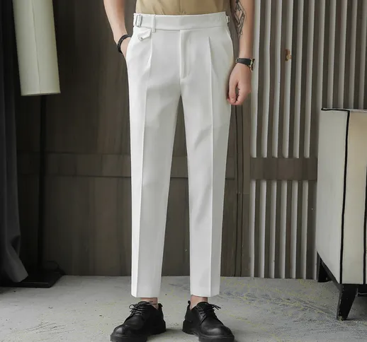 Pantaloni bianchi da uomo 2021 British business casual pantaloni alla moda abbigliamento f...