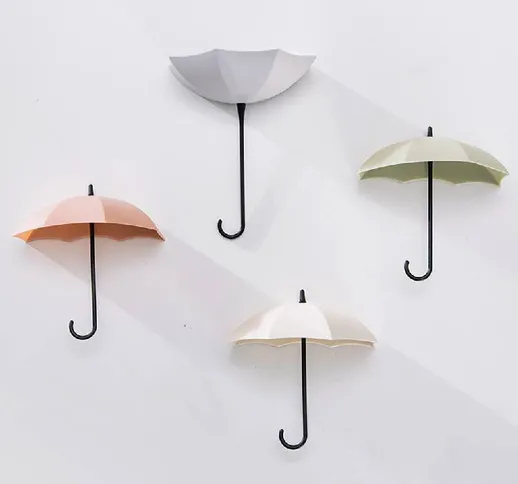 6PCS Simpatico ombrello a forma di ombrello autoadesivo per porta gancio per borsa chiavi...
