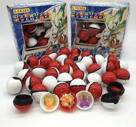 36 pezzi Pokeball + 36 pezzi figure giotoli originali Pokemon palla con collezione di figu...
