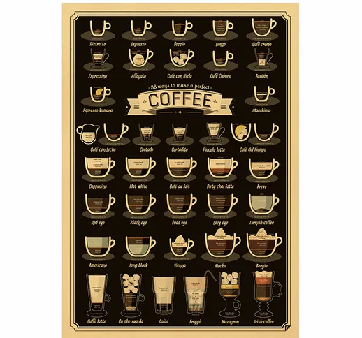 Caffè Daquan Nostalgico Retro Carta Kraft Poster Bar Cafe Pittura Decorativa 50.5*35 cm