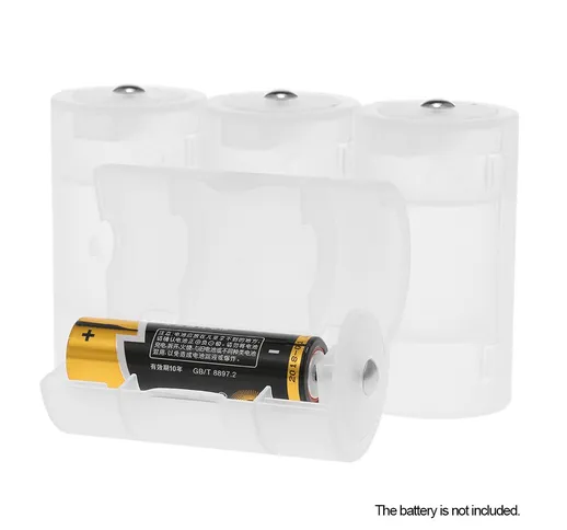Adattatore per convertitore di batteria da 4 pezzi AA a D Dimensioni Custodia protettiva p...