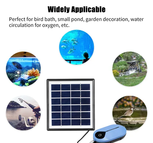 1.5W 3600mAH Pompa di Ossigeno Solare Serbatoio di Pesce Ossigenatore Acquario Aeratore di...