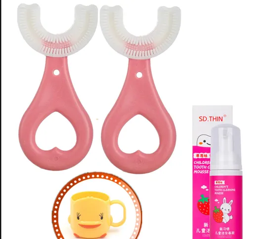 360 ° bambini tipo U spazzolino da denti bambino bambino 2-6-12 anni bambini capelli morbi...