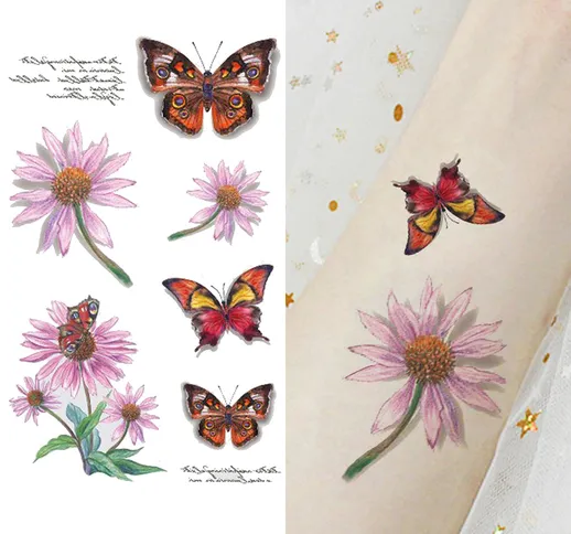Simulazione estetica piccolo fiore farfalla modello adesivo tatuaggio trasferimento dell'a...