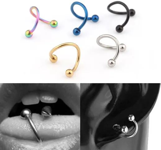 Acciaio inossidabile a forma di S Twister Ear Piercing Tongue Rings Ring Bar chirurgico Sp...