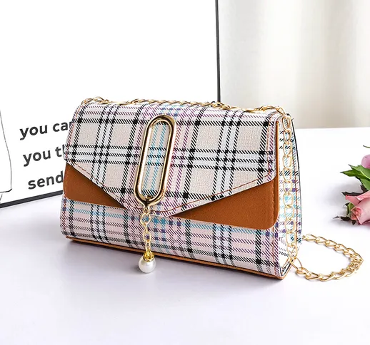 design di nicchia Kelly bag 2021 new classic Plaid perla nappa piccola borsa quadrata Moda...