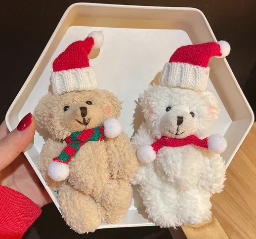 Natale peluche portachiavi bambola appeso orso borsa bambola ciondolo bambini