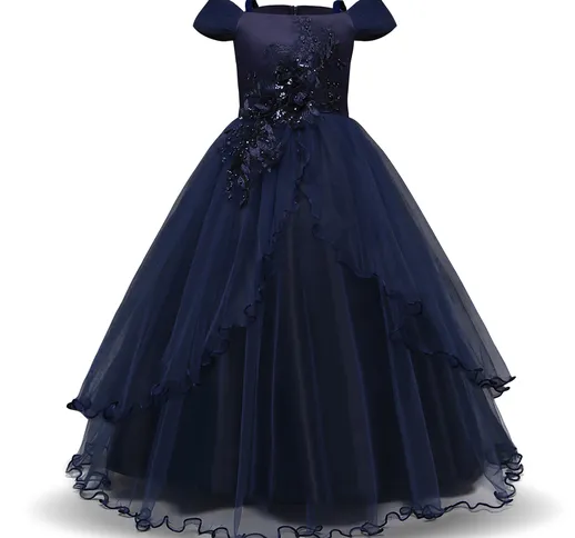 2021 nuovo vestito per bambini lungo abito da principessa monospalla piccolo vestito da fi...