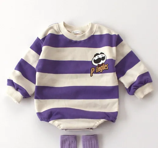 Autunno versione coreana del maglione sportivo monopezzo a righe per bambini per uomo e do...
