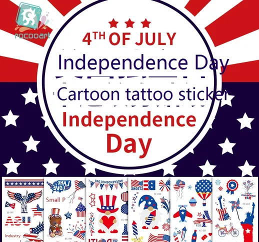 Autoadesivo del tatuaggio del giorno dell'indipendenza americana adesivi usa e getta imper...
