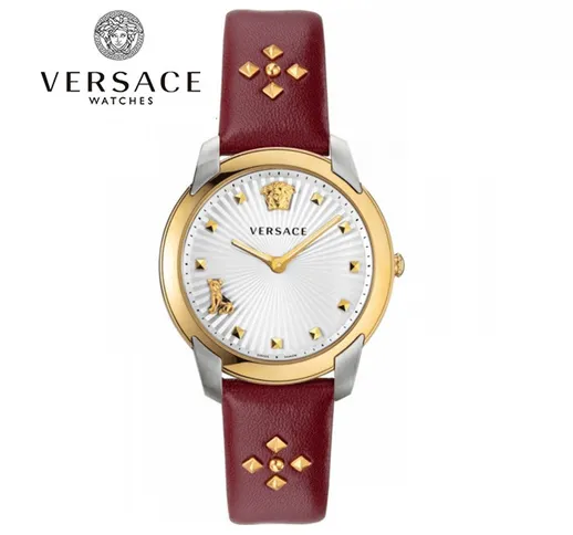 VERSACE Orologio Donna VELR00219 VERSACE Audrey Quartz Quadrante Argento Pelle Bordeaux