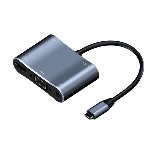 Hub USB C 5-in-1 Interfaccia multimediale ad alta definizione VGA Adattatore USB 3.0 Tipo...