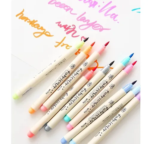 10 pz Pennello Morbido Pennarello Colore Set per Disegno Scrittura A Mano Lettering Callig...