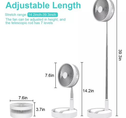 Ventilatore da tavolo Ventilatore da pavimento regolabile in altezza pieghevole 4 modalità...