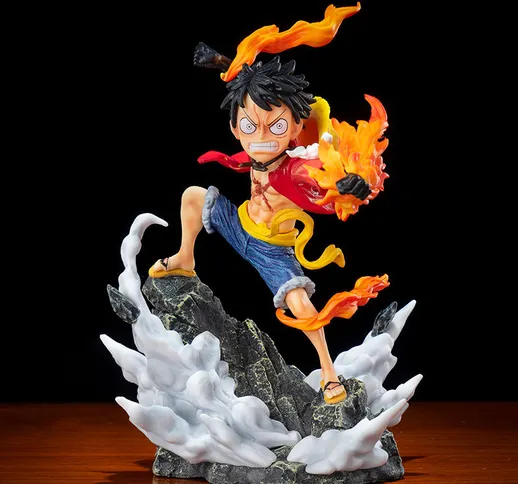 One Piece GK Fire Fist Rufy Fighting Scene Q Version Figure Model Statue Decoration