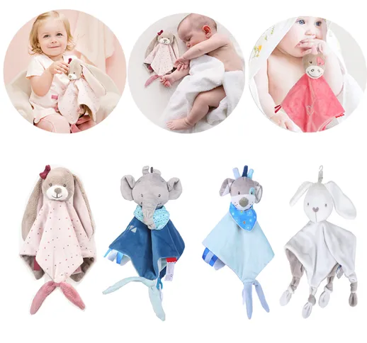 Asciugamano comfort bambino cartone animato peluche orsacchiotto coniglio comfort bambola...