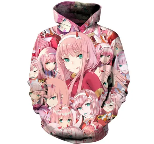 New shion Felpe con cappuccio Darling In The Franxx 3D Print Uomo Donna Casual Felpe con c...