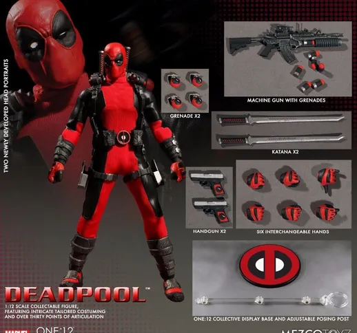 Mezco Marvel Deadpool X-Men Super Hero One: 12 Collective BJD Figure Toys 16cm