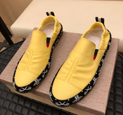 Gucci Europe station mocassini color-blocking scarpe da guida one-step scarpe piselli snea...