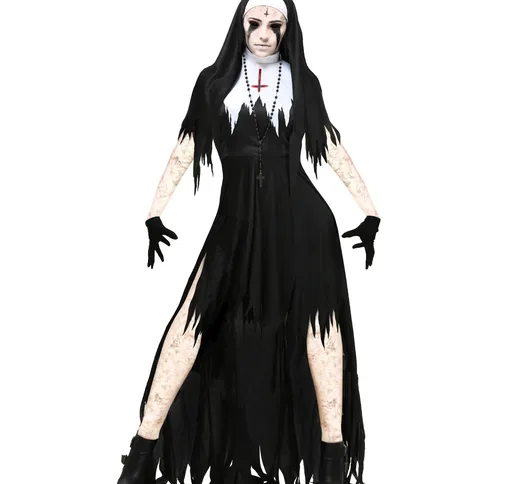 S-XL New Halloween zombie Nun Costume Adulto ballo in maschera vampiro malvagio partito un...