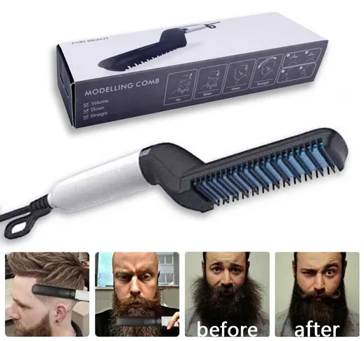 Pente de cabelo modelador para homens, escova de pentear multifuncional de cabelo e barba,...