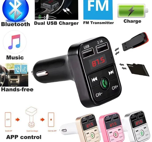 Trasmettitore FM Bluetooth per auto Ricevitore audio vivavoce wireless Auto LED Lettore MP...